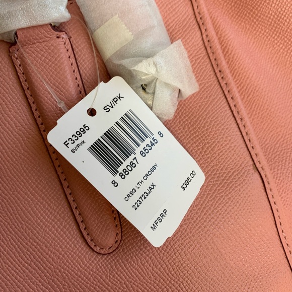 COACH 33995 CROSBY CROSSGRAIN LEATHER CARRYALL BAG SATCHEL PURSE Pink NEW - Picture 6 of 12